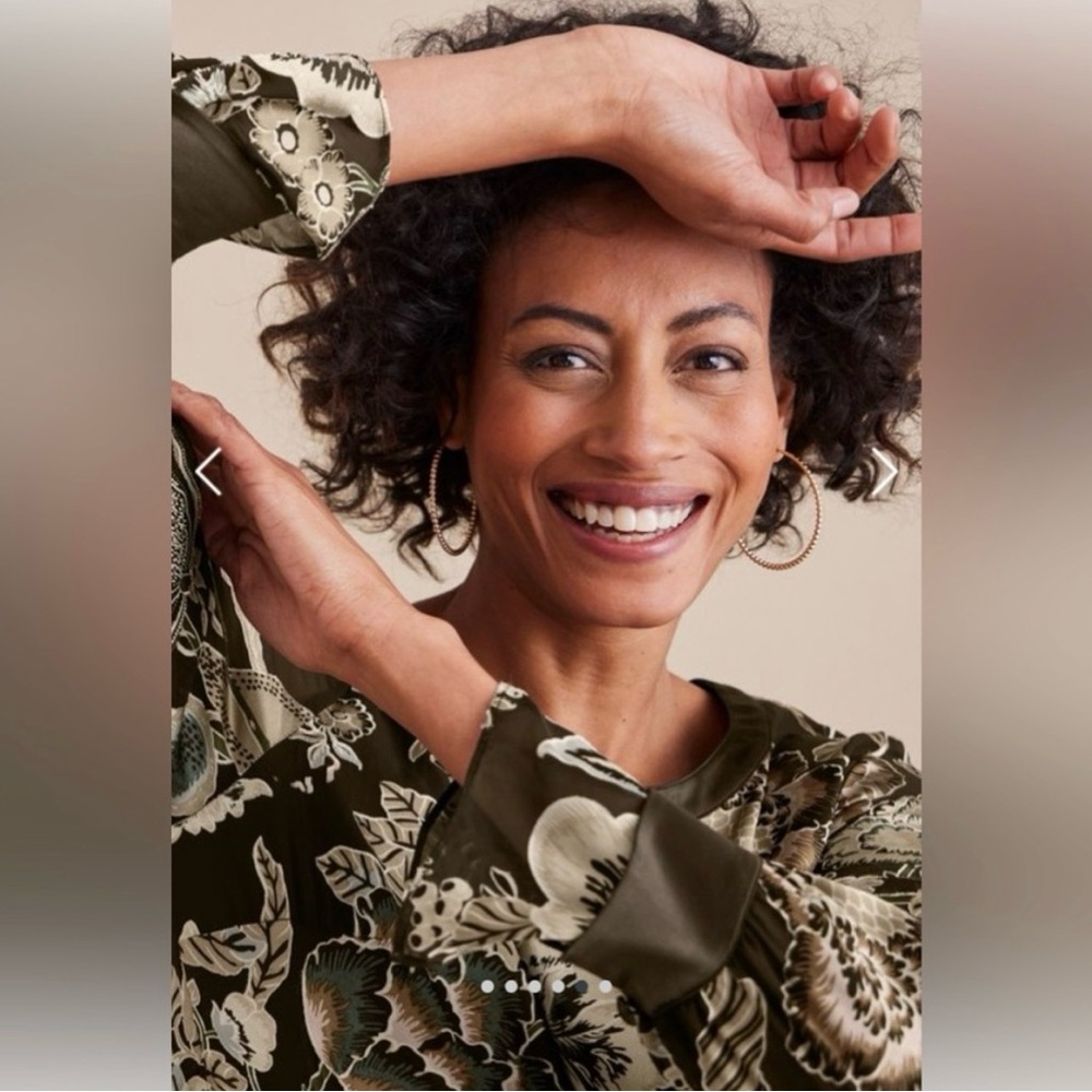 Soft Surroundings Deanna Floral Black Blouse Multifloral Medium - Picture 6 of 16